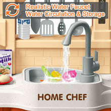 Load image into Gallery viewer, Kids Kitchen Playset with Sound Lights Steam Boil Effects Pretend Play Kids Kitchen Set Role Play Toys Gift with Kitchen Accessories