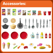 Load image into Gallery viewer, Kids Kitchen Playset with Sound Lights Steam Boil Effects Pretend Play Kids Kitchen Set Role Play Toys Gift with Kitchen Accessories