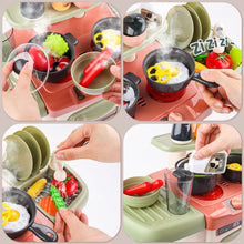 Load image into Gallery viewer, My First Kitchen Set Kitchen Playset Role Playing Game with Light and Sound Realistic Press Water Faucet & Kitchenware Gift for Kids