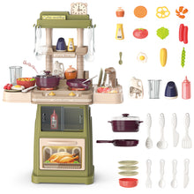 Load image into Gallery viewer, Green Pretend Kitchen Roly Play Set Kids Toy with Water Light Steam Features Gift Battery Operated Light and Sound