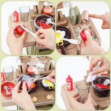 Load image into Gallery viewer, Green Pretend Kitchen Roly Play Set Kids Toy with Water Light Steam Features Gift Battery Operated Light and Sound