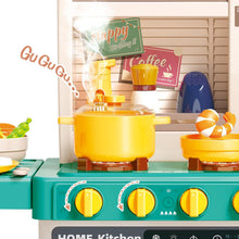 Load image into Gallery viewer, Green Realistic Lights & Sounds Kids Role Play Kitchen Set with Simulation of Spray Features Toys with Lots of Kitchen Accessories Gift