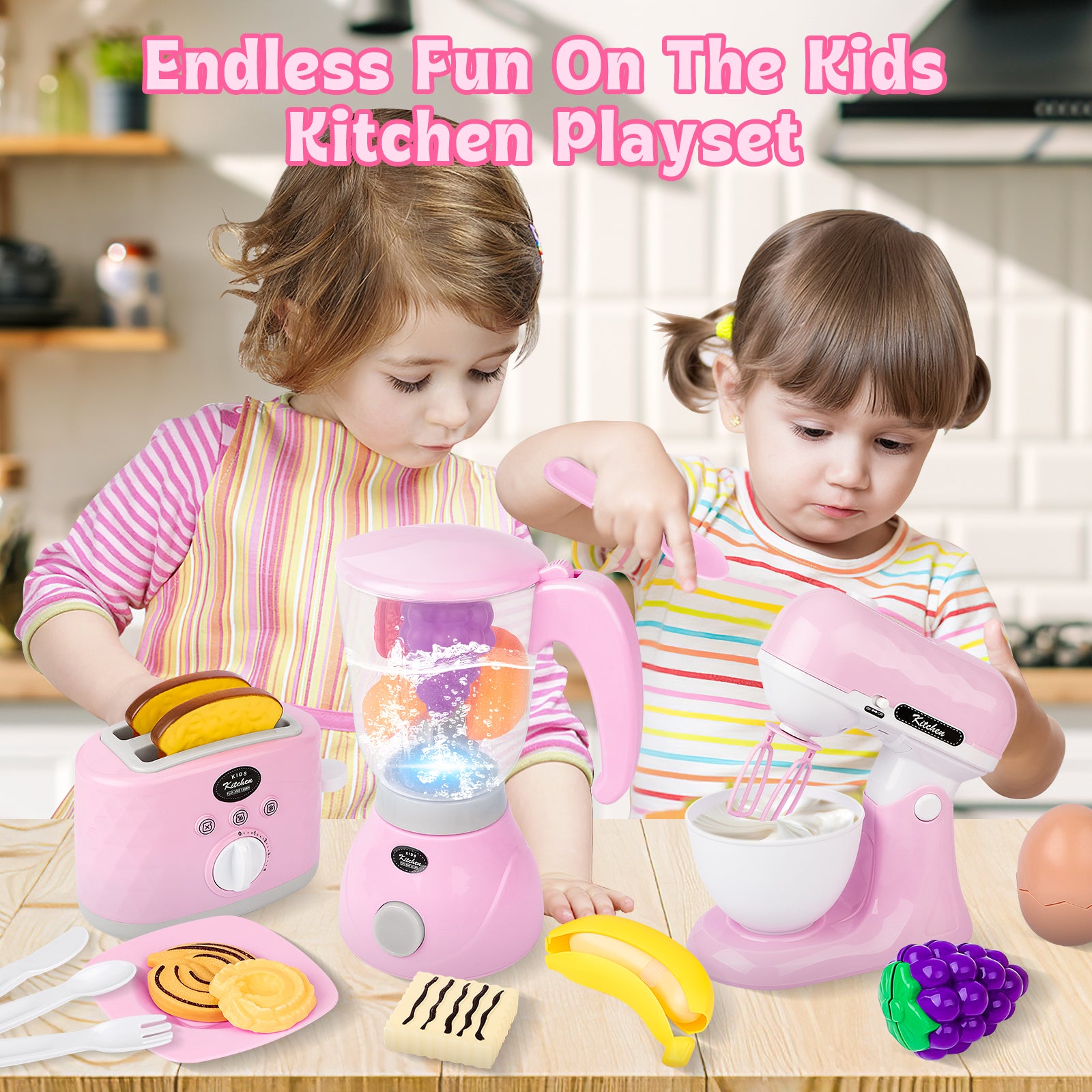 Playset Play Cooking Baking Toys Let's Bake Wooden Play Kitchen