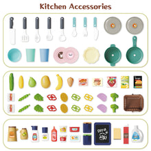 Load image into Gallery viewer, Interactive Kids Kitchen Playset with Realistic Features and Accessories with play food, stove, oven, storage space, and kitchen appliances
