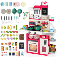 Load image into Gallery viewer, Interactive Kids Kitchen Playset with Realistic Features and Accessories with play food, stove, oven, storage space, and kitchen appliances