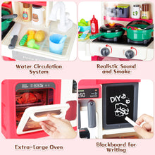 Load image into Gallery viewer, Interactive Kids Kitchen Playset with Realistic Features and Accessories with play food, stove, oven, storage space, and kitchen appliances