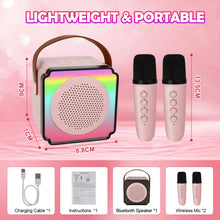 Load image into Gallery viewer, Mini Karaoke Machine with Bluetooth 5.0 ¨C Portable Singing Speaker with Dual Microphones, TF Card, AUX, and USB Compatibility ¨C Ideal Musical Gift for Kids Parties and Playtime Fun