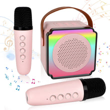 Load image into Gallery viewer, Mini Karaoke Machine with Bluetooth 5.0 ¨C Portable Singing Speaker with Dual Microphones, TF Card, AUX, and USB Compatibility ¨C Ideal Musical Gift for Kids Parties and Playtime Fun