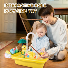 Load image into Gallery viewer, Yellow Kitchen Pretend Play Dishwasher Toy Sets Real Running Water Kids with Kitchen Accessories for Children Gift