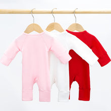 Load image into Gallery viewer, New Born Romper with Headband Baby Clothing Long Sleeve Crew Neck Frills Zipped  Jumpsuit and Headband Fall Clothes