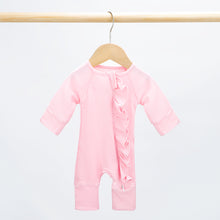 Load image into Gallery viewer, New Born Romper with Headband Baby Clothing Long Sleeve Crew Neck Frills Zipped  Jumpsuit and Headband Fall Clothes
