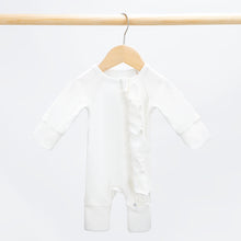 Load image into Gallery viewer, New Born Romper with Headband Baby Clothing Long Sleeve Crew Neck Frills Zipped  Jumpsuit and Headband Fall Clothes