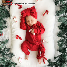 Load image into Gallery viewer, New Born Romper with Headband Baby Clothing Long Sleeve Crew Neck Frills Zipped  Jumpsuit and Headband Fall Clothes
