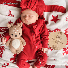 Load image into Gallery viewer, New Born Romper with Headband Baby Clothing Long Sleeve Crew Neck Frills Zipped  Jumpsuit and Headband Fall Clothes