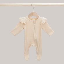 Load image into Gallery viewer, Newborn Baby Footies Romper Long Sleeve Romper Solid Color Playsuit with Headband Cotton Sleepwear Outfits Girl Boy Footie Pajamas Jumpsuit Ruffle Long Cozy Elastic Playsuit for Baby