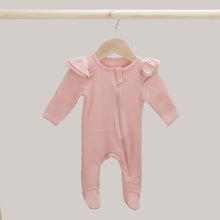 Load image into Gallery viewer, Newborn Baby Footies Romper Long Sleeve Romper Solid Color Playsuit with Headband Cotton Sleepwear Outfits Girl Boy Footie Pajamas Jumpsuit Ruffle Long Cozy Elastic Playsuit for Baby