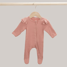 Load image into Gallery viewer, Newborn Baby Footies Romper Long Sleeve Romper Solid Color Playsuit with Headband Cotton Sleepwear Outfits Girl Boy Footie Pajamas Jumpsuit Ruffle Long Cozy Elastic Playsuit for Baby