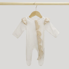 Load image into Gallery viewer, Baby Clothes New Born Baby Clothing Solid Color Flying Sleeve Ruffled Zipper Romper With Bow Headband Infant Jumpsuit Baby Clothes Unisex Footies Romper Long Sleeves Baby Grows Waffle Knit Zipper Ruffle One Piece Outfit