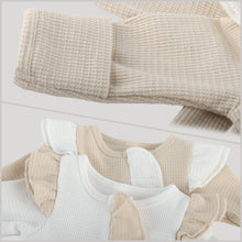Load image into Gallery viewer, Baby Clothes New Born Baby Clothing Solid Color Flying Sleeve Ruffled Zipper Romper With Bow Headband Infant Jumpsuit Baby Clothes Unisex Footies Romper Long Sleeves Baby Grows Waffle Knit Zipper Ruffle One Piece Outfit