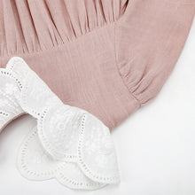 Load image into Gallery viewer, Little Girls Vintage Dress with Collar Lace Trim Toddlers Cotton Sateen Dress with Collar Children Fashion Loose Short-sleeved Casual Skirt Cotton and Linen Flower Spring Summer Casual Dress Lace Baby Girl Dress