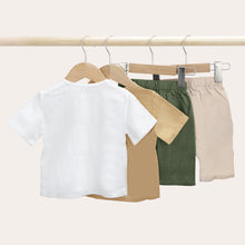 Load image into Gallery viewer, Toddler Baby Boy Grils Clothes Set 6 12 18 24 Months Cotton Linen Solid Color Short Sleeve Button Down T-Shirt Tops and Shorts 2 Piece Summer Outfit Set
