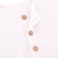 Load image into Gallery viewer, Toddler Baby Boy Grils Clothes Set 6 12 18 24 Months Cotton Linen Solid Color Short Sleeve Button Down T-Shirt Tops and Shorts 2 Piece Summer Outfit Set