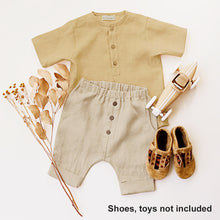 Load image into Gallery viewer, Toddler Baby Boy Grils Clothes Set 6 12 18 24 Months Cotton Linen Solid Color Short Sleeve Button Down T-Shirt Tops and Shorts 2 Piece Summer Outfit Set
