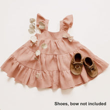 Load image into Gallery viewer, Baby Girls Linen Vintage Dress Ruffle Retro Flower Girl Dresses Little Girl Cotton Linen Cute Suspender Sundress with Smocking Casual Dress Sleeveless for Spring Summer 0-4 Years Toddler Girl Fly Sleeve Linen Cotton Solid Wide Camisole Dress