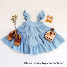 Load image into Gallery viewer, Baby Girls Linen Vintage Dress Ruffle Retro Flower Girl Dresses Little Girl Cotton Linen Cute Suspender Sundress with Smocking Casual Dress Sleeveless for Spring Summer 0-4 Years Toddler Girl Fly Sleeve Linen Cotton Solid Wide Camisole Dress