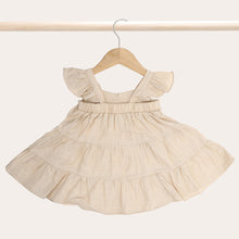 Load image into Gallery viewer, Baby Girls Linen Vintage Dress Ruffle Retro Flower Girl Dresses Little Girl Cotton Linen Cute Suspender Sundress with Smocking Casual Dress Sleeveless for Spring Summer 0-4 Years Toddler Girl Fly Sleeve Linen Cotton Solid Wide Camisole Dress