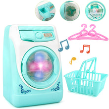 Load image into Gallery viewer, Toy Washing Machine Mini Electric Plastic Washing Machine w/ Realistic Sounds Lights Kids Cleaning Toys Birthday Christmas Gift for Kids