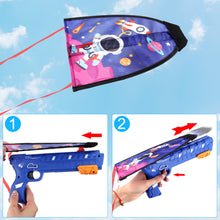 Load image into Gallery viewer, Foam Gliders Plane For Kids Airplane Launcher Toys 2 Foam Gliding Plane 1 Beach Kite Catapult Gun Toy for Outdoor Game Kite Launcher