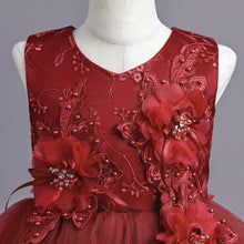 Load image into Gallery viewer, Children Evening Dresses Discoball Girls Princess Dress Double Tulle Bow Lace Sleeveless Embroidery Flower Girl Dress, Birthday Party Wedding Bridesmaid First Communion Girls' Dresses for 120cm-170cm Kids