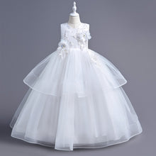 Load image into Gallery viewer, Children Evening Dresses Discoball Girls Princess Dress Double Tulle Bow Lace Sleeveless Embroidery Flower Girl Dress, Birthday Party Wedding Bridesmaid First Communion Girls' Dresses for 120cm-170cm Kids