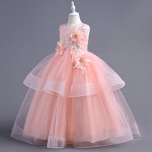 Load image into Gallery viewer, Children Evening Dresses Discoball Girls Princess Dress Double Tulle Bow Lace Sleeveless Embroidery Flower Girl Dress, Birthday Party Wedding Bridesmaid First Communion Girls' Dresses for 120cm-170cm Kids