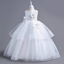 Load image into Gallery viewer, Children Evening Dresses Discoball Girls Princess Dress Double Tulle Bow Lace Sleeveless Embroidery Flower Girl Dress, Birthday Party Wedding Bridesmaid First Communion Girls' Dresses for 120cm-170cm Kids