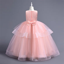 Load image into Gallery viewer, Children Evening Dresses Discoball Girls Princess Dress Double Tulle Bow Lace Sleeveless Embroidery Flower Girl Dress, Birthday Party Wedding Bridesmaid First Communion Girls' Dresses for 120cm-170cm Kids