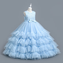 Load image into Gallery viewer, New Pageant Princess Dress Stylish Tulle Layered  Embroidery Bow Dresses Girl Party Prom Gown Lace Wedding Bridesmaid Graduation Evening Dance Prom Ball Gowns