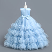 Load image into Gallery viewer, New Pageant Princess Dress Stylish Tulle Layered  Embroidery Bow Dresses Girl Party Prom Gown Lace Wedding Bridesmaid Graduation Evening Dance Prom Ball Gowns