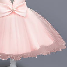 Load image into Gallery viewer, Girls Dress Sleeveless Ball Gown Wedding Party Pageant, Kids Baby Girls Beaded Backless Bowknot Tutu Princess Dress + Headband, Girl Bridesmaid Wedding Party Prom Dresses Childrens Gowns Age 2-8 Years Available in 3 colours