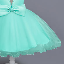 Load image into Gallery viewer, Girls Dress Sleeveless Ball Gown Wedding Party Pageant, Kids Baby Girls Beaded Backless Bowknot Tutu Princess Dress + Headband, Girl Bridesmaid Wedding Party Prom Dresses Childrens Gowns Age 2-8 Years Available in 3 colours
