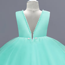 Load image into Gallery viewer, Girls Dress Sleeveless Ball Gown Wedding Party Pageant, Kids Baby Girls Beaded Backless Bowknot Tutu Princess Dress + Headband, Girl Bridesmaid Wedding Party Prom Dresses Childrens Gowns Age 2-8 Years Available in 3 colours