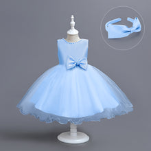 Load image into Gallery viewer, Girls Dress Sleeveless Ball Gown Wedding Party Pageant, Kids Baby Girls Beaded Backless Bowknot Tutu Princess Dress + Headband, Girl Bridesmaid Wedding Party Prom Dresses Childrens Gowns Age 2-8 Years Available in 3 colours