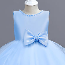 Load image into Gallery viewer, Girls Dress Sleeveless Ball Gown Wedding Party Pageant, Kids Baby Girls Beaded Backless Bowknot Tutu Princess Dress + Headband, Girl Bridesmaid Wedding Party Prom Dresses Childrens Gowns Age 2-8 Years Available in 3 colours