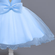 Load image into Gallery viewer, Girls Dress Sleeveless Ball Gown Wedding Party Pageant, Kids Baby Girls Beaded Backless Bowknot Tutu Princess Dress + Headband, Girl Bridesmaid Wedding Party Prom Dresses Childrens Gowns Age 2-8 Years Available in 3 colours