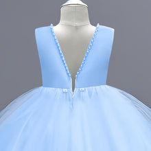 Load image into Gallery viewer, Girls Dress Sleeveless Ball Gown Wedding Party Pageant, Kids Baby Girls Beaded Backless Bowknot Tutu Princess Dress + Headband, Girl Bridesmaid Wedding Party Prom Dresses Childrens Gowns Age 2-8 Years Available in 3 colours