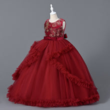 Load image into Gallery viewer, Girls Princess Dress High-end Flower Girl Lace Embroidery Wedding Bridesmaid Princess Pageant Long Dress Kids Party Maxi Vintage Dresses Banquet Maxi Prom Ball Gown for children 120cm to 170cm in height