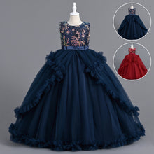 Load image into Gallery viewer, Girls Princess Dress High-end Flower Girl Lace Embroidery Wedding Bridesmaid Princess Pageant Long Dress Kids Party Maxi Vintage Dresses Banquet Maxi Prom Ball Gown for children 120cm to 170cm in height