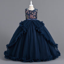 Load image into Gallery viewer, Girls Princess Dress High-end Flower Girl Lace Embroidery Wedding Bridesmaid Princess Pageant Long Dress Kids Party Maxi Vintage Dresses Banquet Maxi Prom Ball Gown for children 120cm to 170cm in height