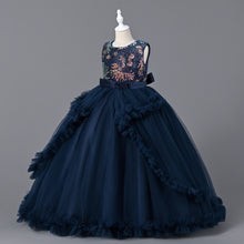 Load image into Gallery viewer, Girls Princess Dress High-end Flower Girl Lace Embroidery Wedding Bridesmaid Princess Pageant Long Dress Kids Party Maxi Vintage Dresses Banquet Maxi Prom Ball Gown for children 120cm to 170cm in height